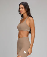 Top Nadador Essentials Bege Escuro Alto Giro