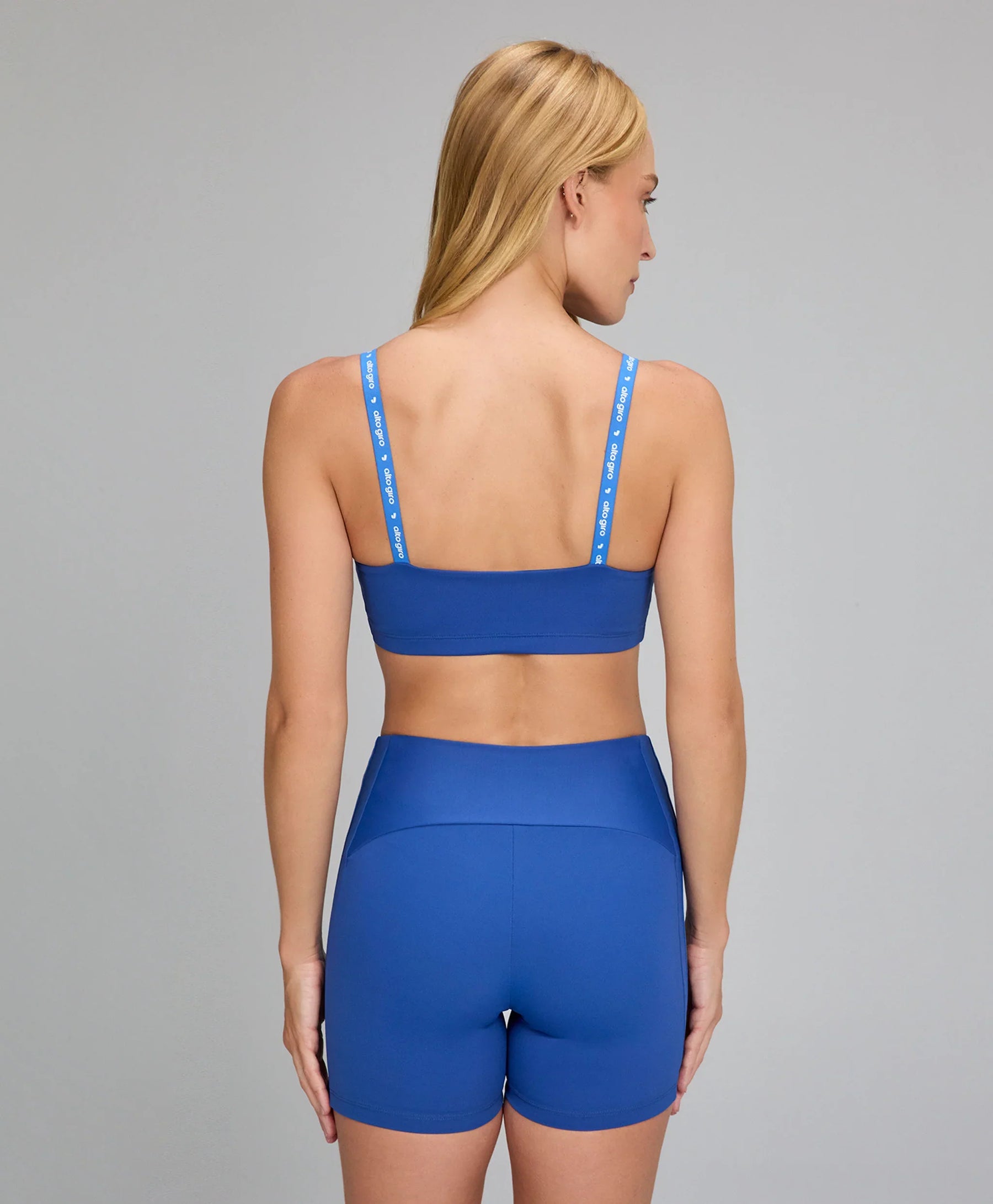 Top Elástico Personalizado Azul Blueberry Alto Giro