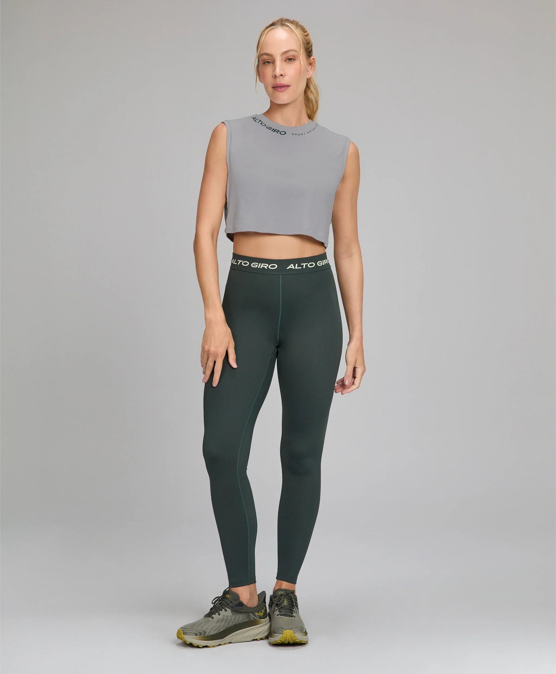 Regata Cropped Dry Estampa Gola Cinza Medio Alto Giro