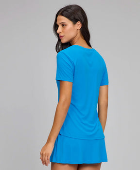 T-shirt Eterna Gola Redonda Azul Ciano Alto Giro