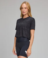 T-Shirt Cropped Mesh Preto Alto Giro