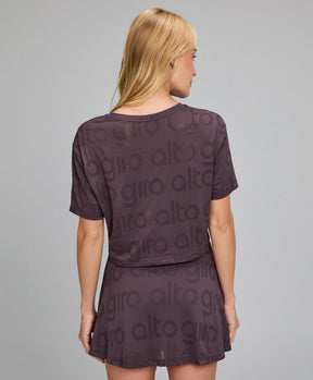 T-shirt Cropped Mesh Marrom Nobre Alto Giro