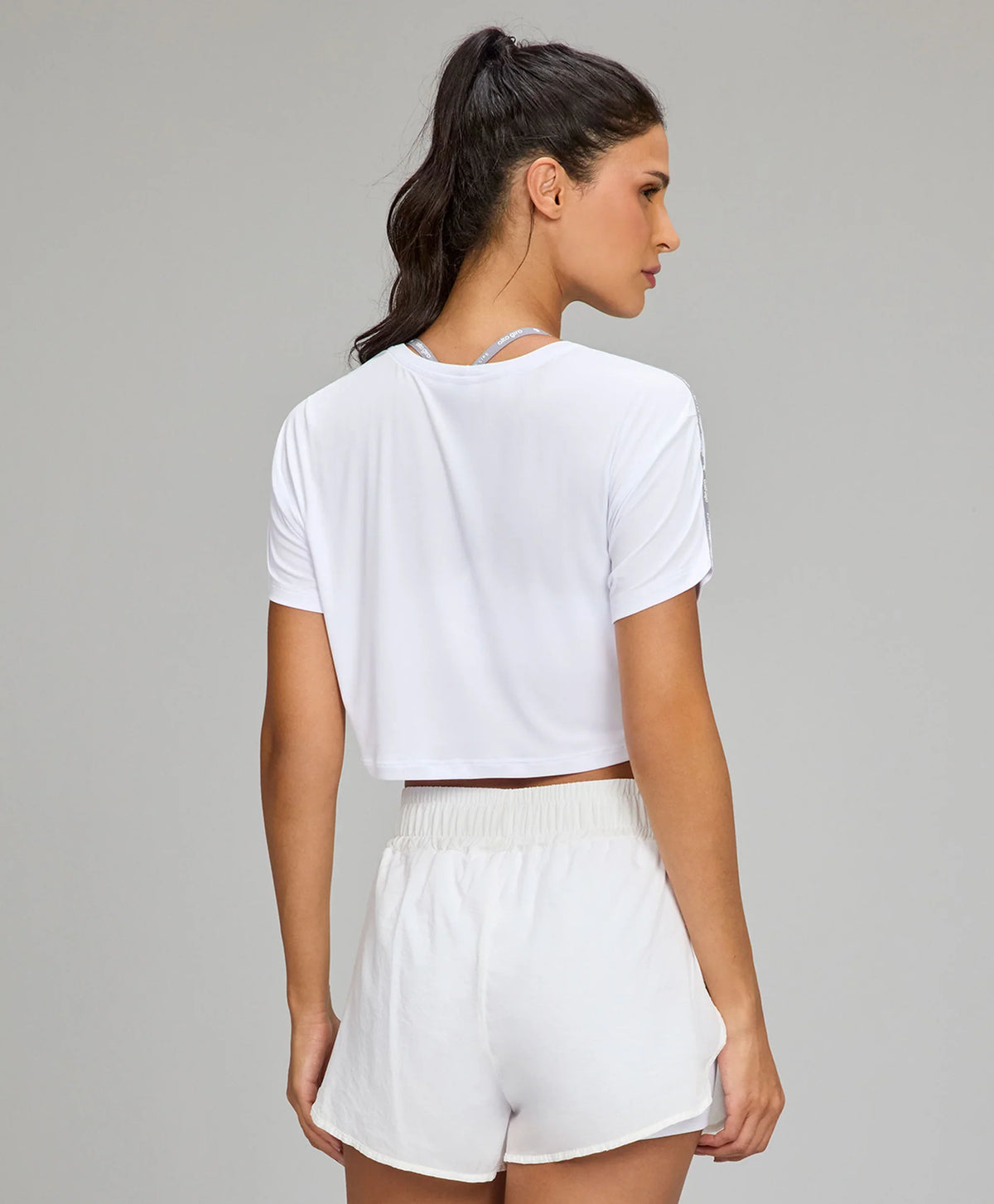 T-shirt Cropped Elástico Personalizado Branco Alto Giro