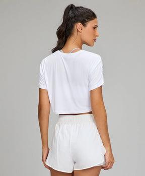 T-shirt Cropped Elástico Personalizado Branco Alto Giro