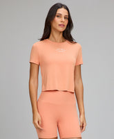 T-shirt Cropped Essentials Laranja Pessego Alto Giro
