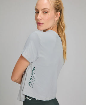 T-shirt Dry Abertura Lateral Cinza Medio Alto Giro