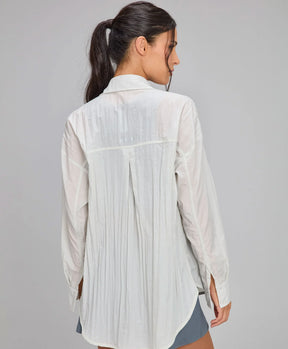 Camisa Oversized Textura Cinza Nevoa Alto Giro