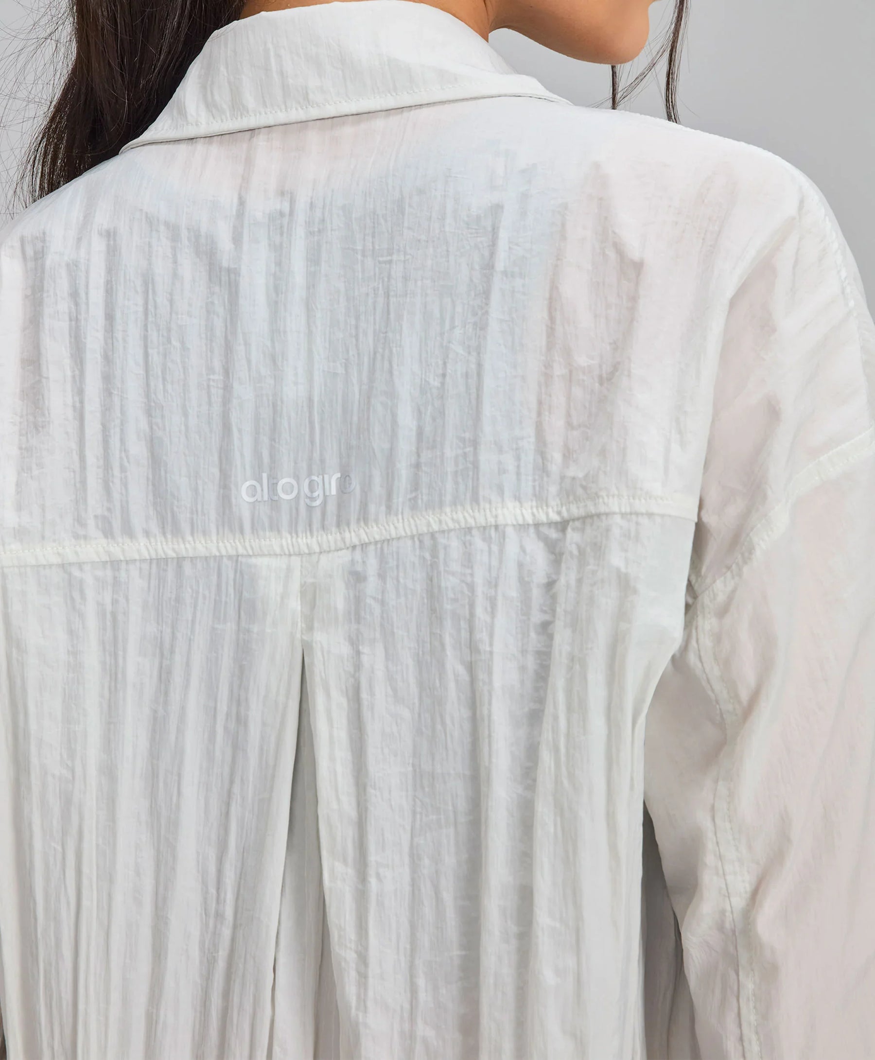 Camisa Oversized Textura Cinza Nevoa Alto Giro