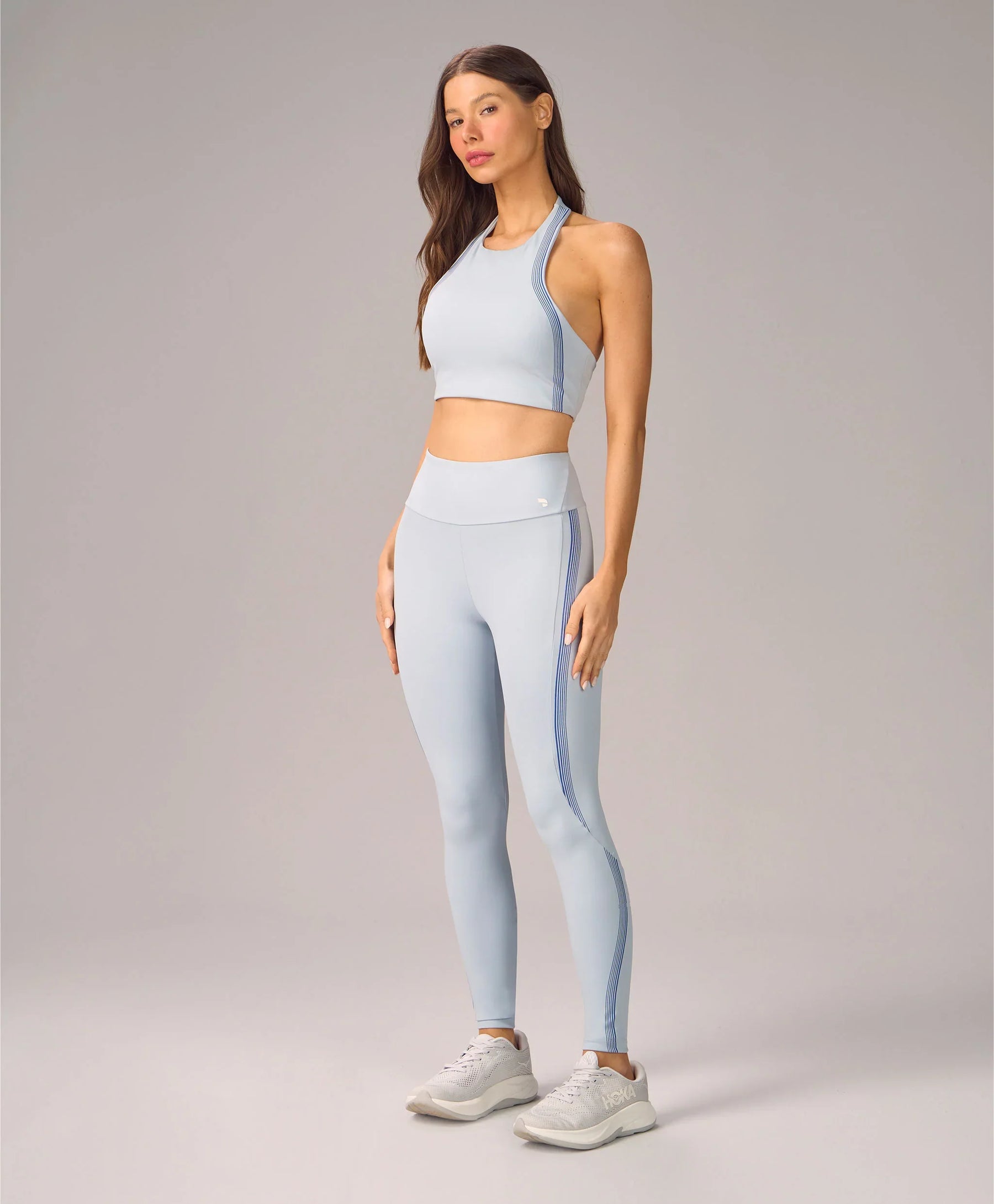 Legging Com Recortes e Silk Azul Cristalino Alto Giro