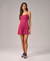 Vestido Evasê Roxo Cereja Alto Giro