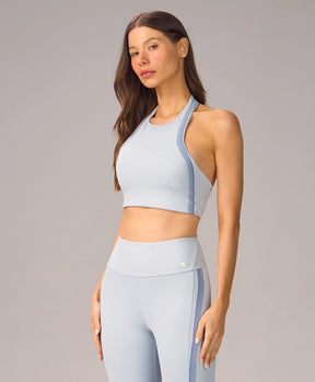 Top Frente Unica Dupla Face Com Silk Azul Cristalino Alto Giro