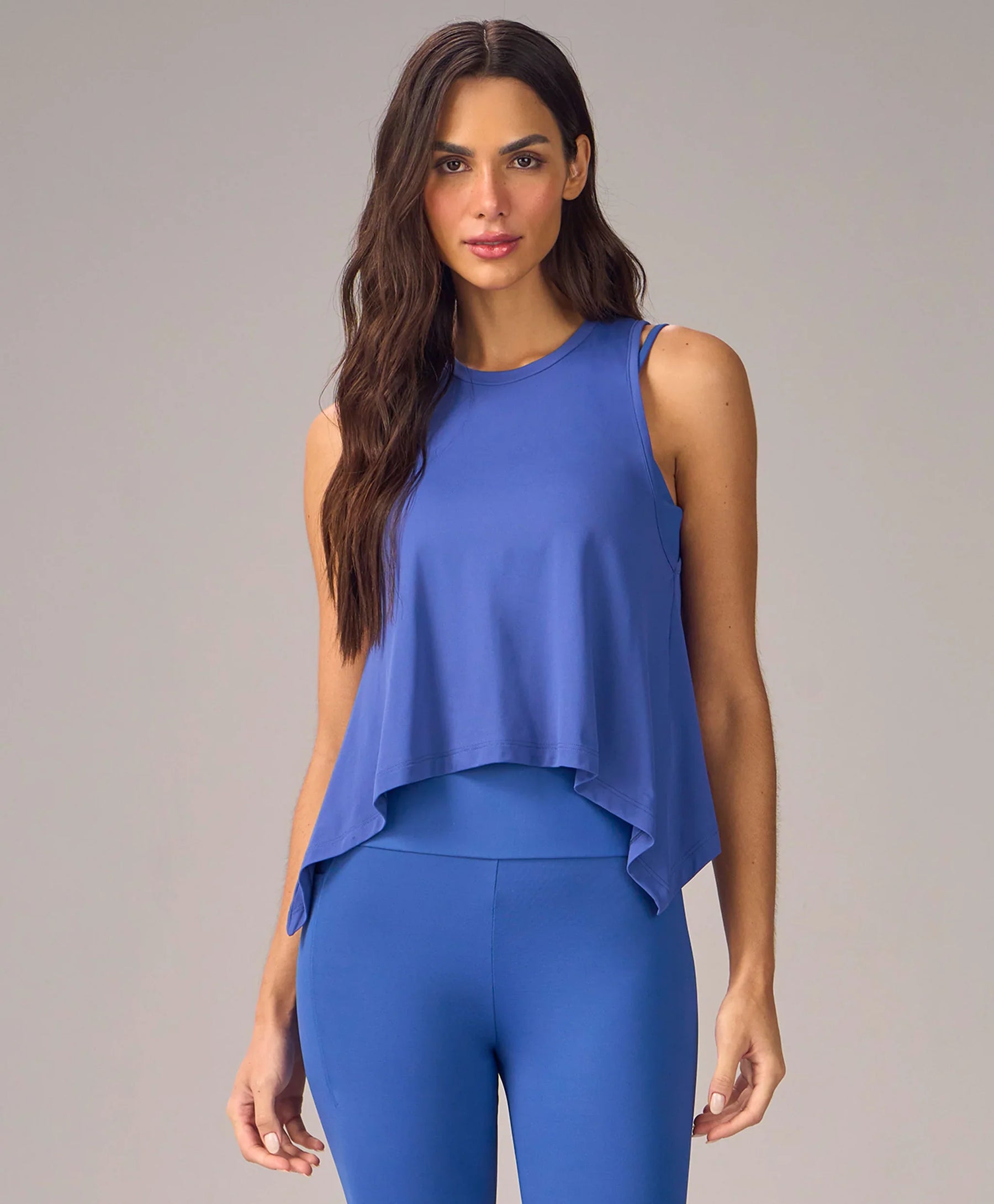 Regata Cropped Pontas Azul Blueberry Alto Giro