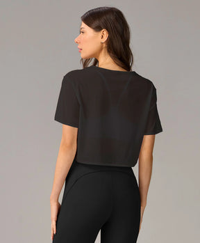 T-shirt Cropped Tule Preto Alto Giro