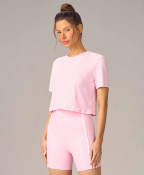 T-shirt Com Abertura e Estampa Rosa Alto Giro