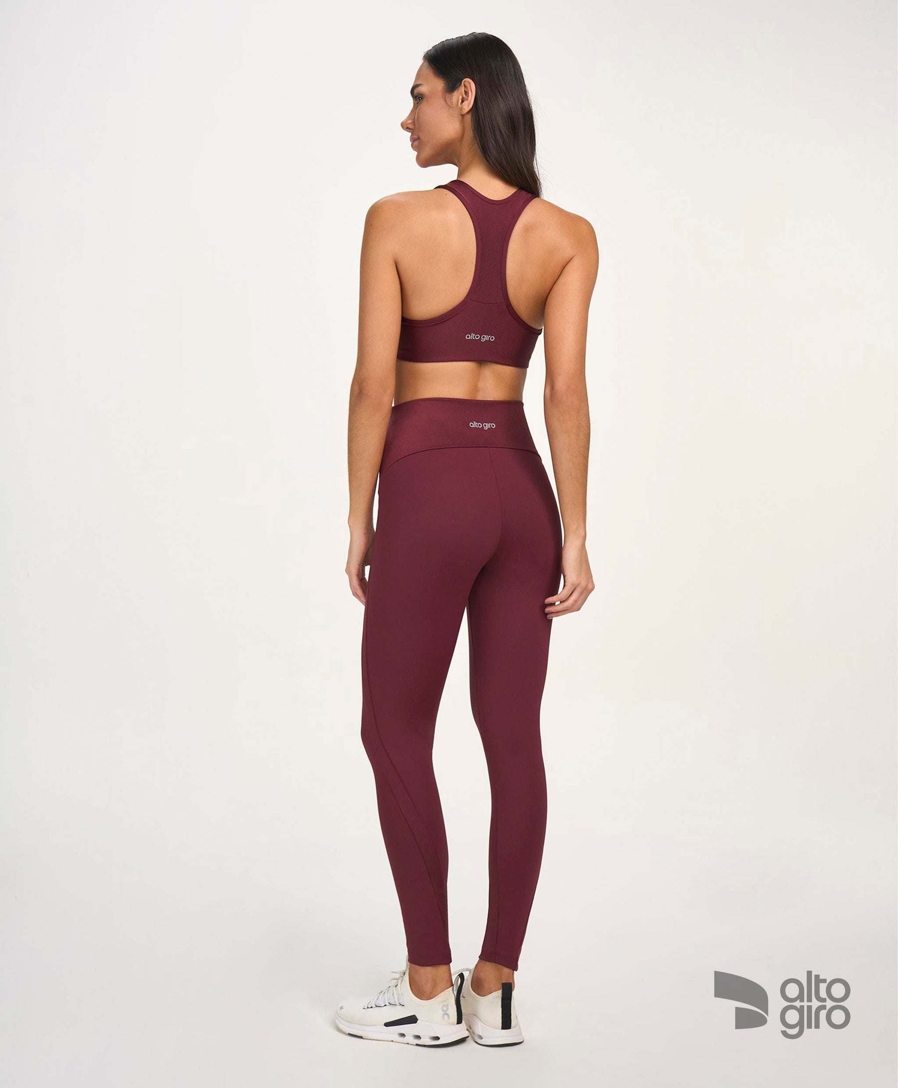 Legging Recortes Shine Vermelho Tinto Alto Giro
