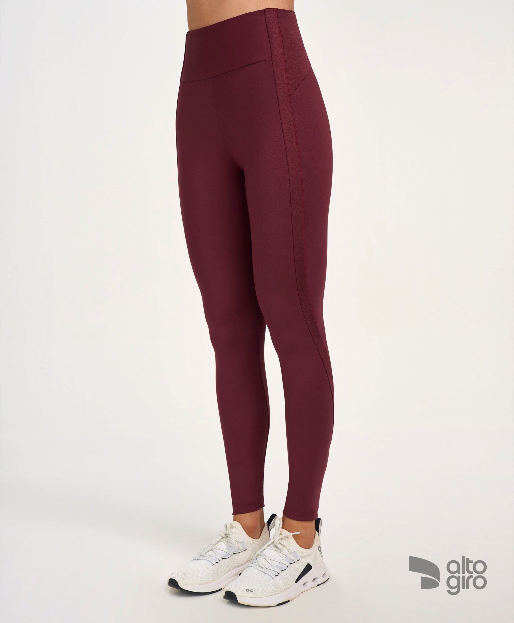 Legging Recortes Shine Vermelho Tinto Alto Giro