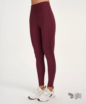 Legging Recortes Shine Vermelho Tinto Alto Giro