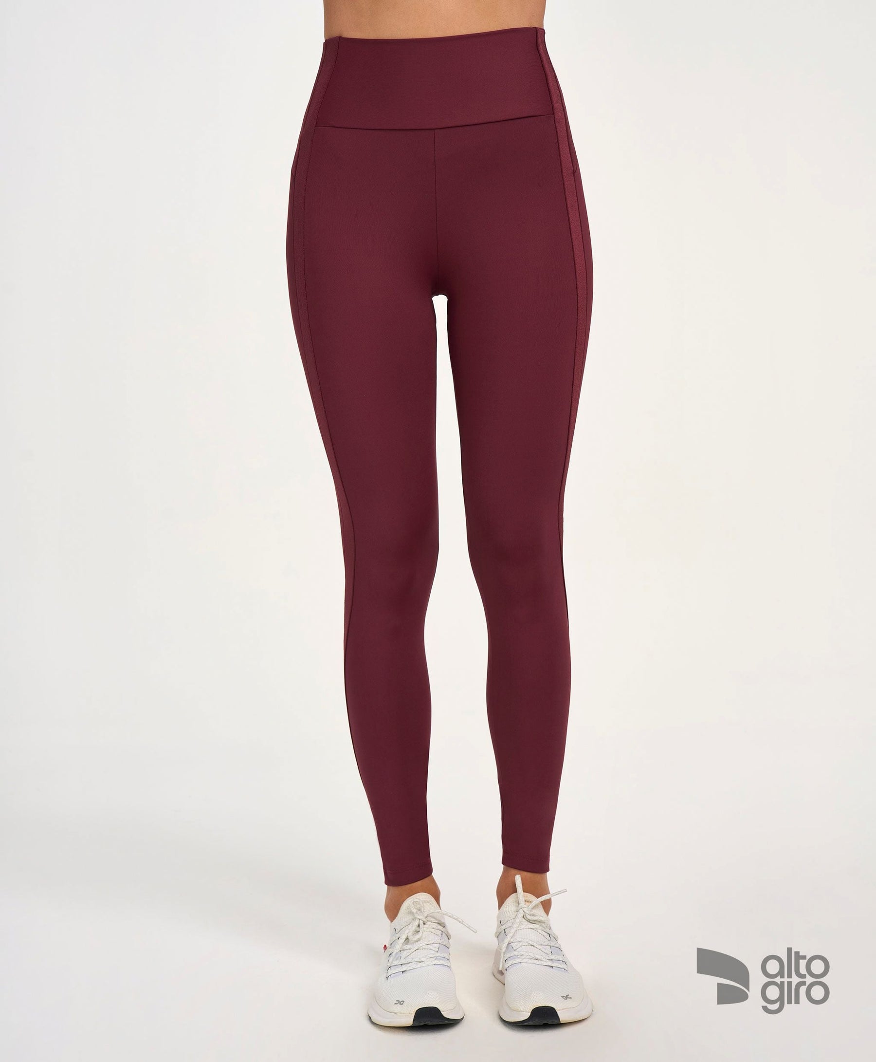 Legging Recortes Shine Vermelho Tinto Alto Giro