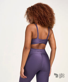 Top Decote V Rib Shine Roxo Velvet Alto Giro
