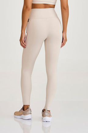 Legging Pro Com Elástico No Cos e Bolso Off White Caju Brasil