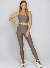 Legging Com Bolso Marrom Run More