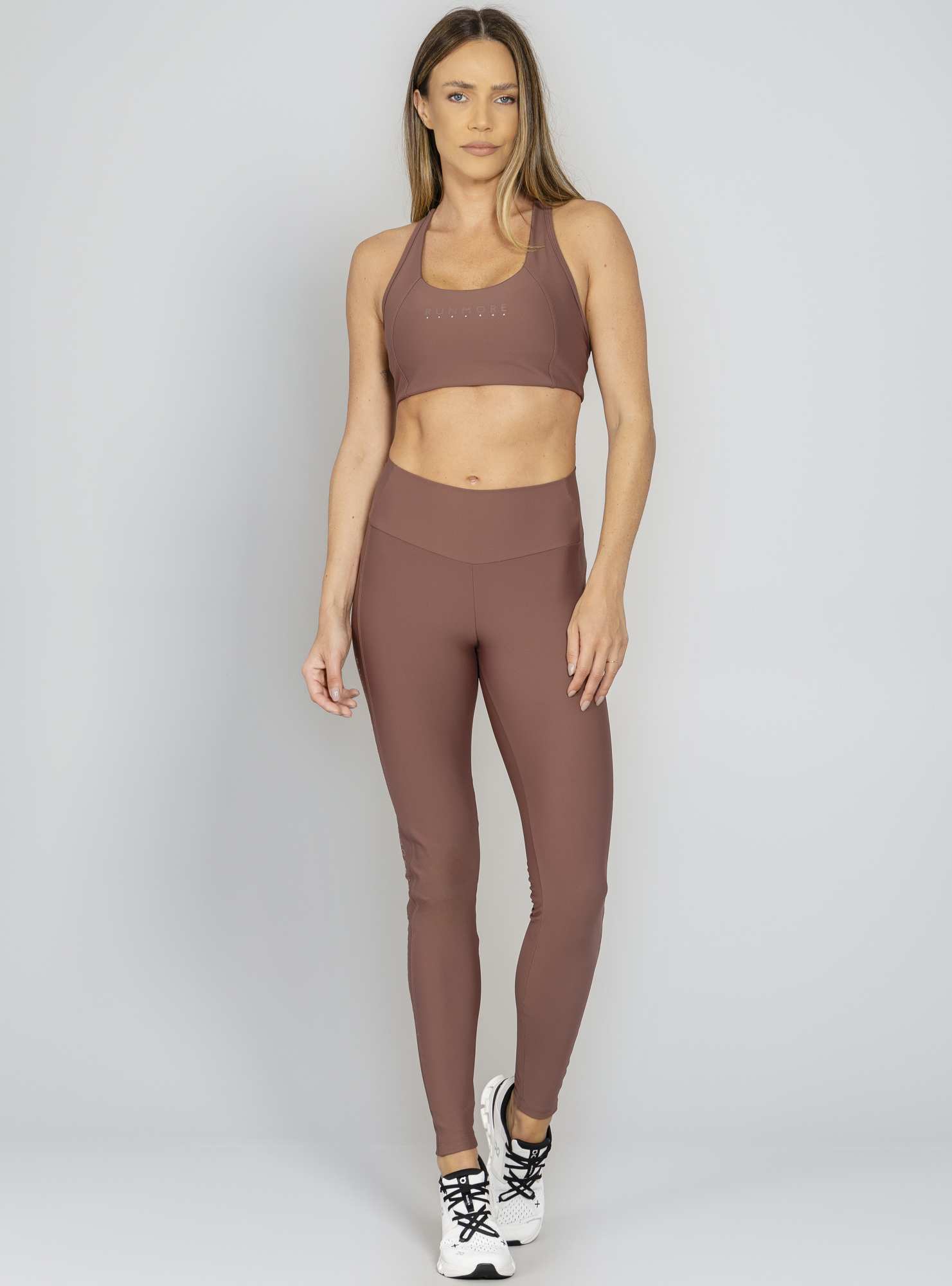 Legging Com Bolso Marrom Run More