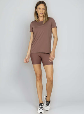 T-shirt Decote Redondo Marrom Run More
