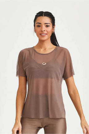 Blusa De Tule Clássica Marrom Caju Brasil
