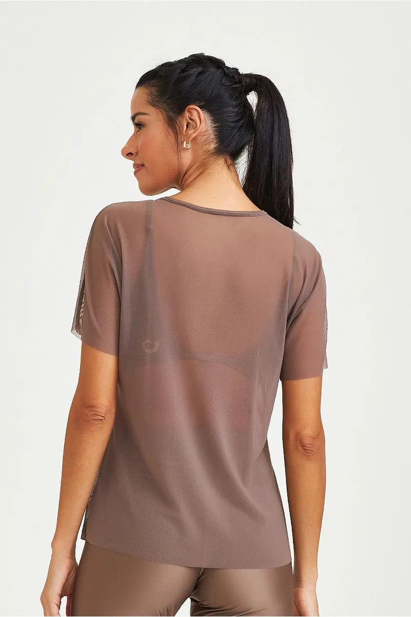 Blusa De Tule Clássica Marrom Caju Brasil