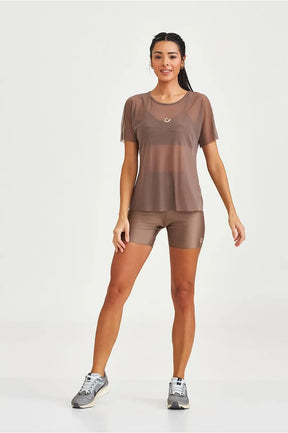 Blusa De Tule Clássica Marrom Caju Brasil