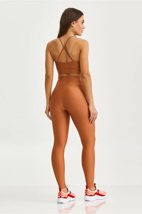 Legging Texturizada Com Silk Marrom Conhaque Caju Brasil