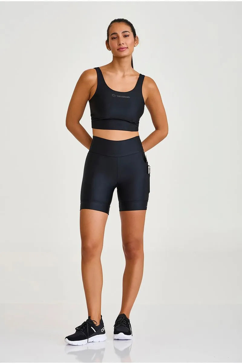 Top Atletika com Silk Preto Caju Brasil