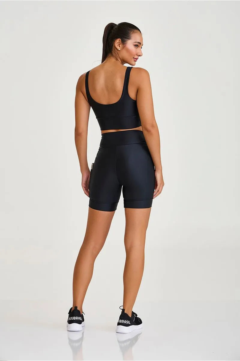 Top Atletika com Silk Preto Caju Brasil