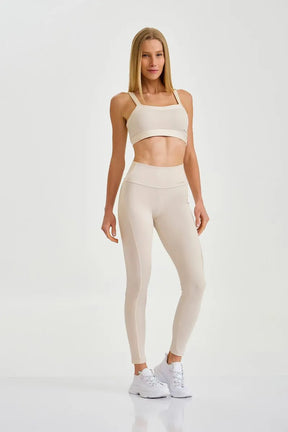 Legging Pro Com Brilho Off White Caju Brasil