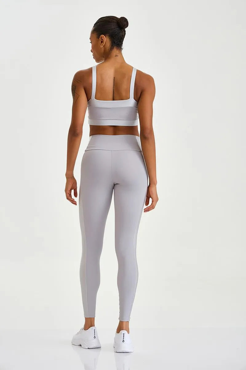 Legging Pro Com Brilho Cinza Cromo Caju Brasil
