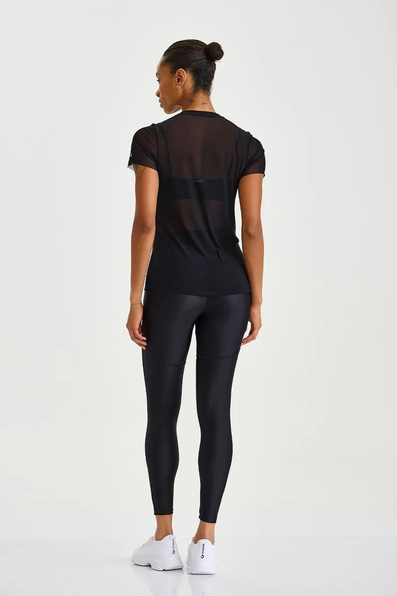 Blusa De Tule Alongada Preto Caju Brasil