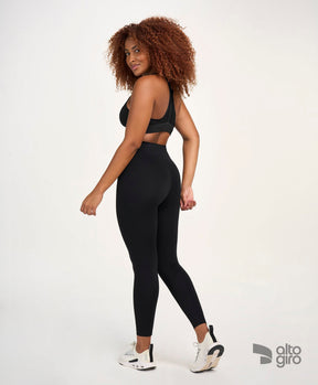 Legging Cos Alto Ziper Frente Preto Alto Giro