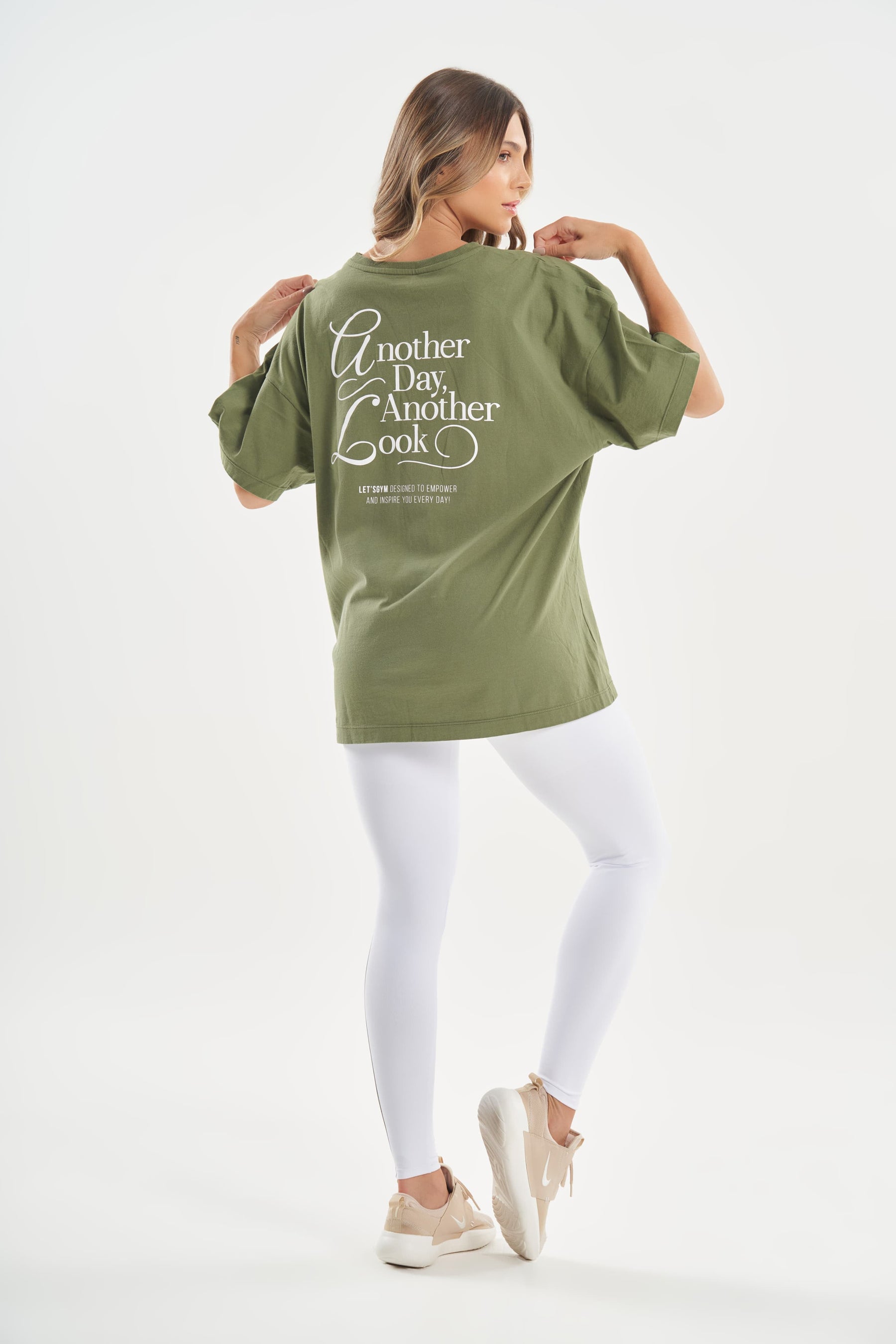 Camiseta Oversized Another Day Verde Militar Lets Gym