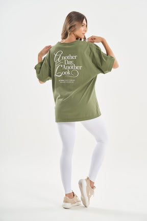 Camiseta Oversized Another Day Verde Militar Lets Gym