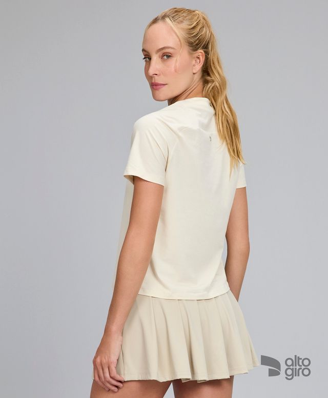 T-shirt Algodão Pima Com Estampa Bege Areia Alto Giro