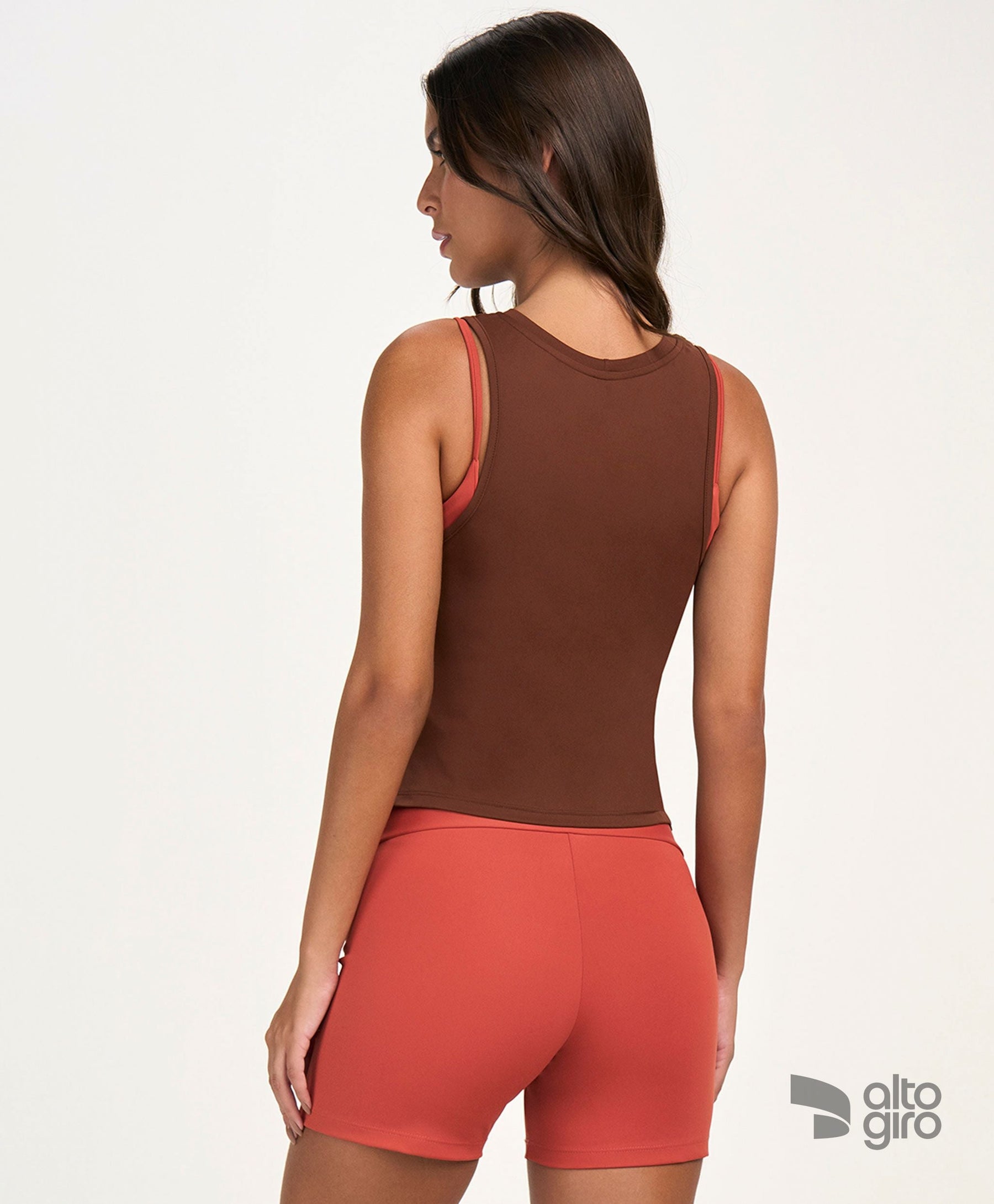 Regata Eterna Cropped Marrom Cappuccino Alto Giro