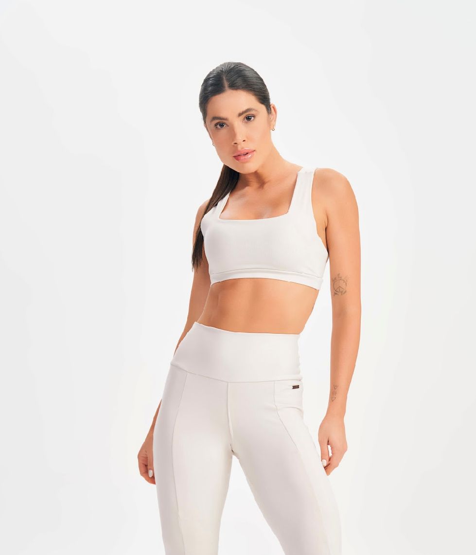 Top Basic Flex Off White Lets Gym