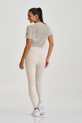 Cropped De Tela Com Aplicação Off White Caju Brasil
