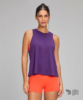 Regata Costas Assimétrica Amarração Roxo Royale Alto Giro