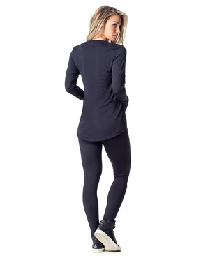 Blusa Dry Fit Janice Preto Alongada Vestem