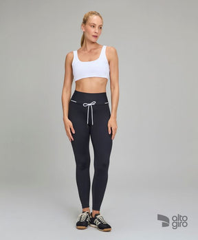 Legging Com Bolsos e Cordão Preto Alto Giro