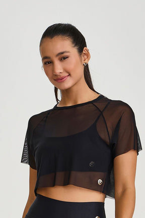 Cropped De Tule Clássico Preto Caju Brasil