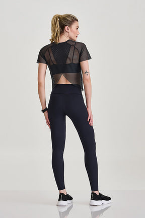 Blusa De Tela Costas Transpassadas Preto Caju Brasil