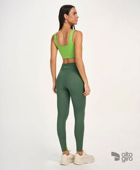 Legging Zig Com Recortes Verde Eden Alto Giro