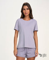 T-shirt Eterna Gola Redonda Cinza Alto Giro